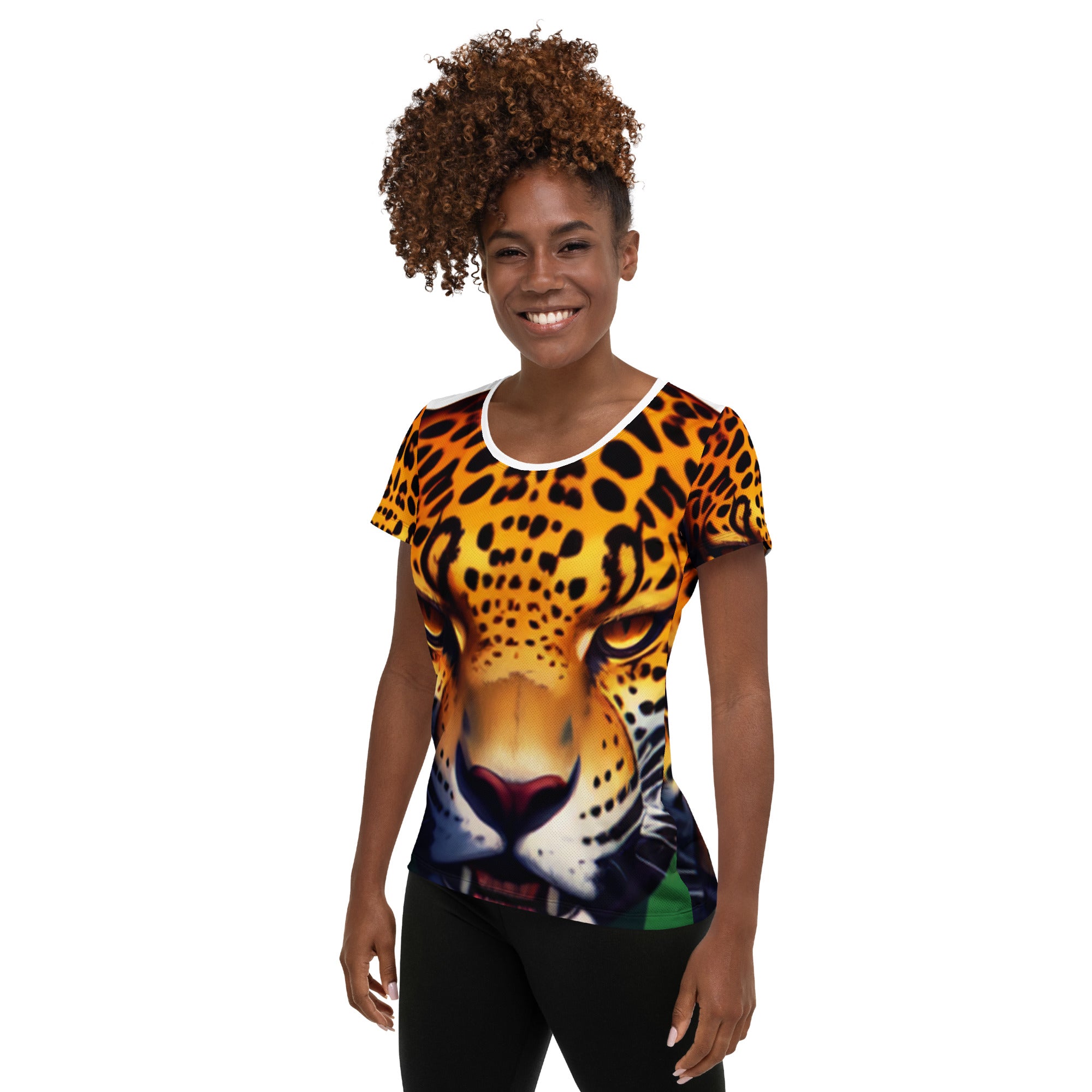 All-Over Print Women's Athletic T-shirt Relaxed Jaguar