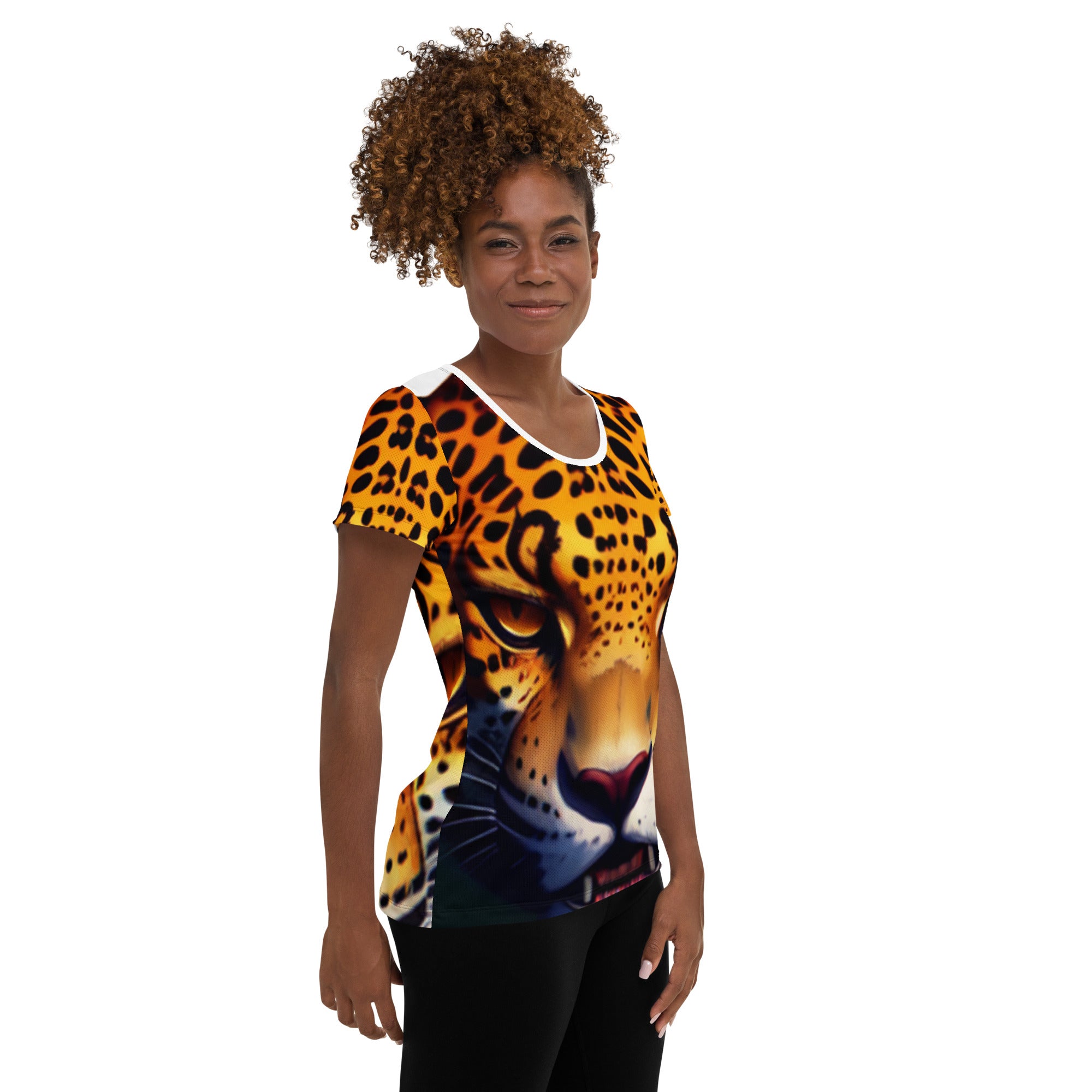 All-Over Print Women's Athletic T-shirt Relaxed Jaguar