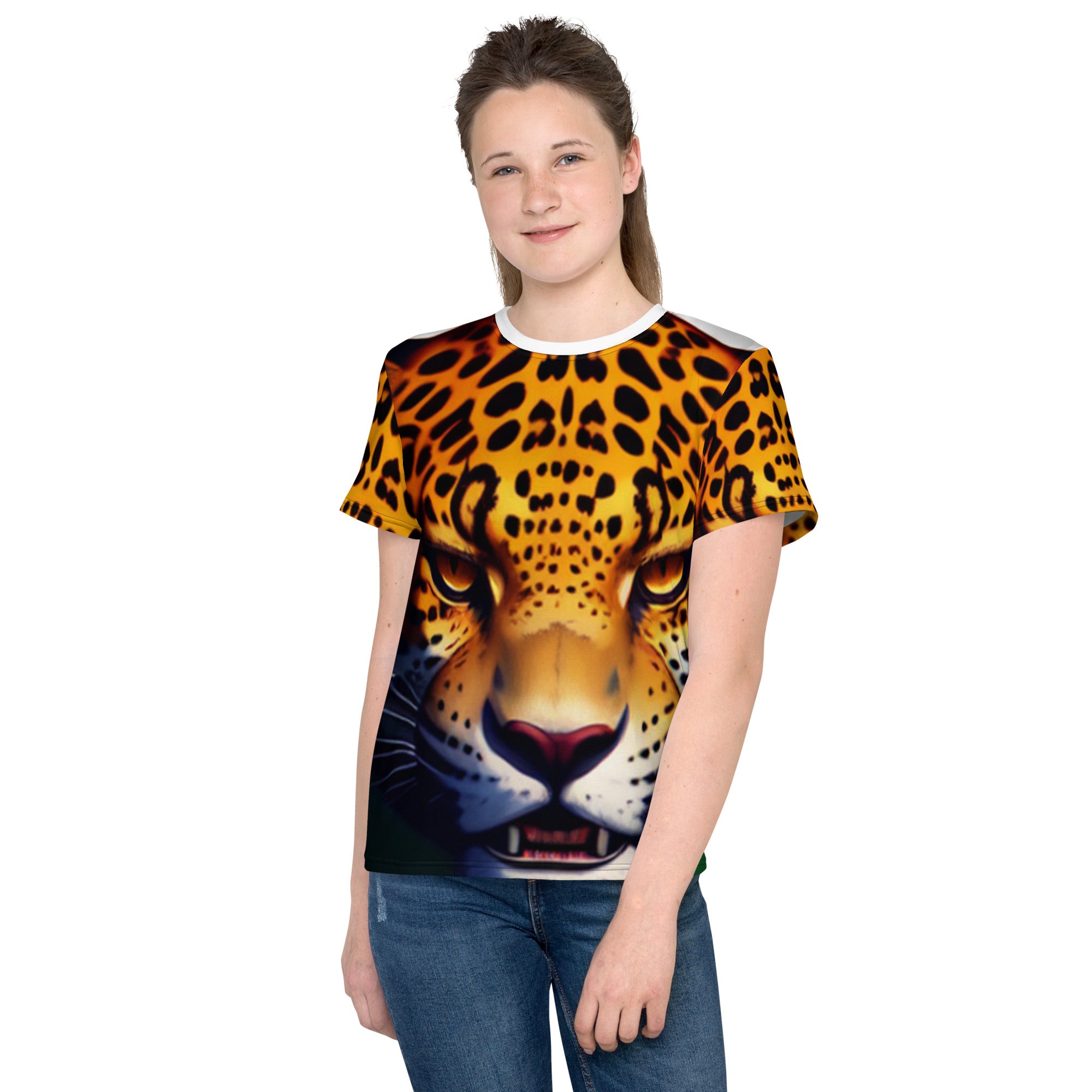 Youth Crew Neck All-Over Print - Relaxed Jaguar