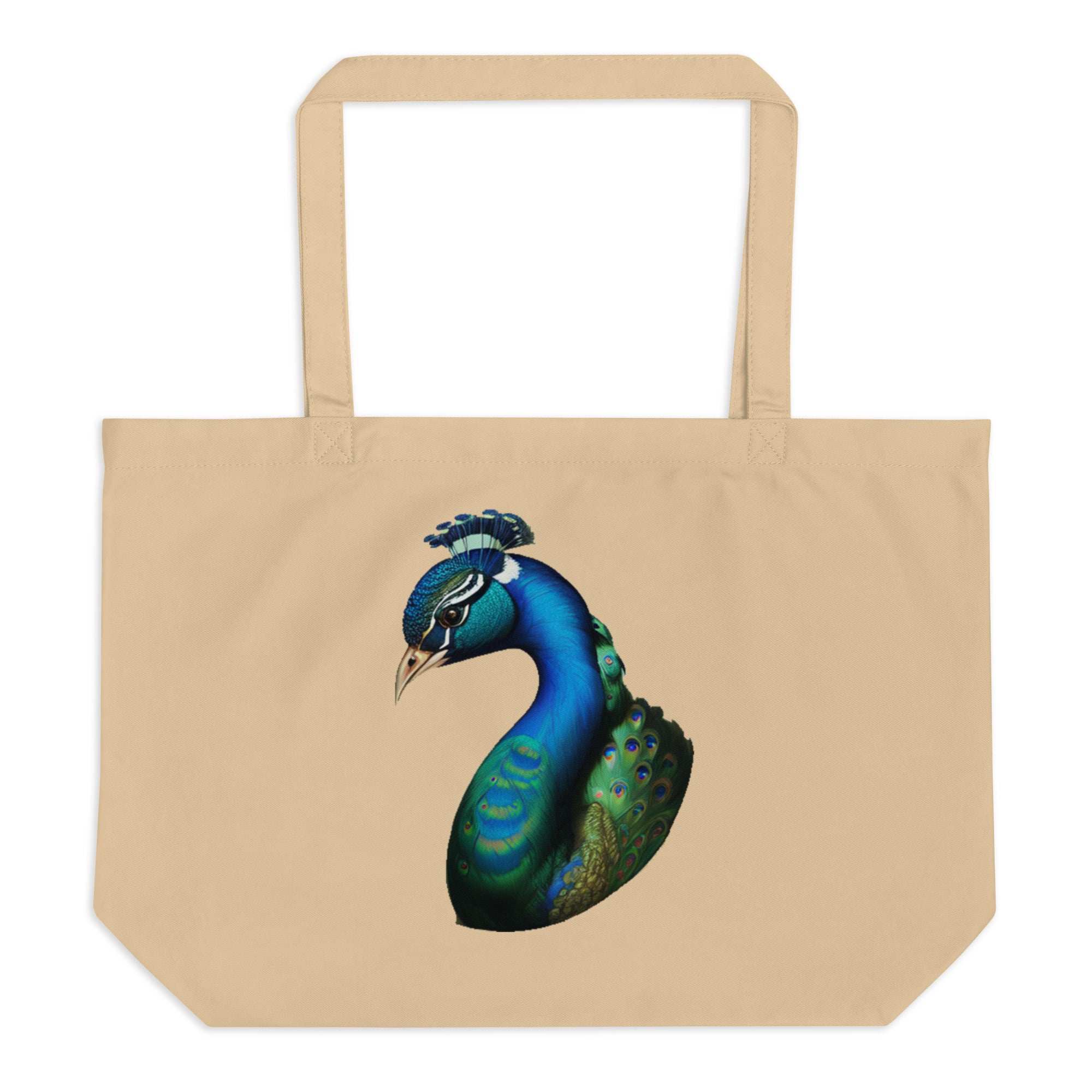 Large organic tote bag - Pretty Peacock