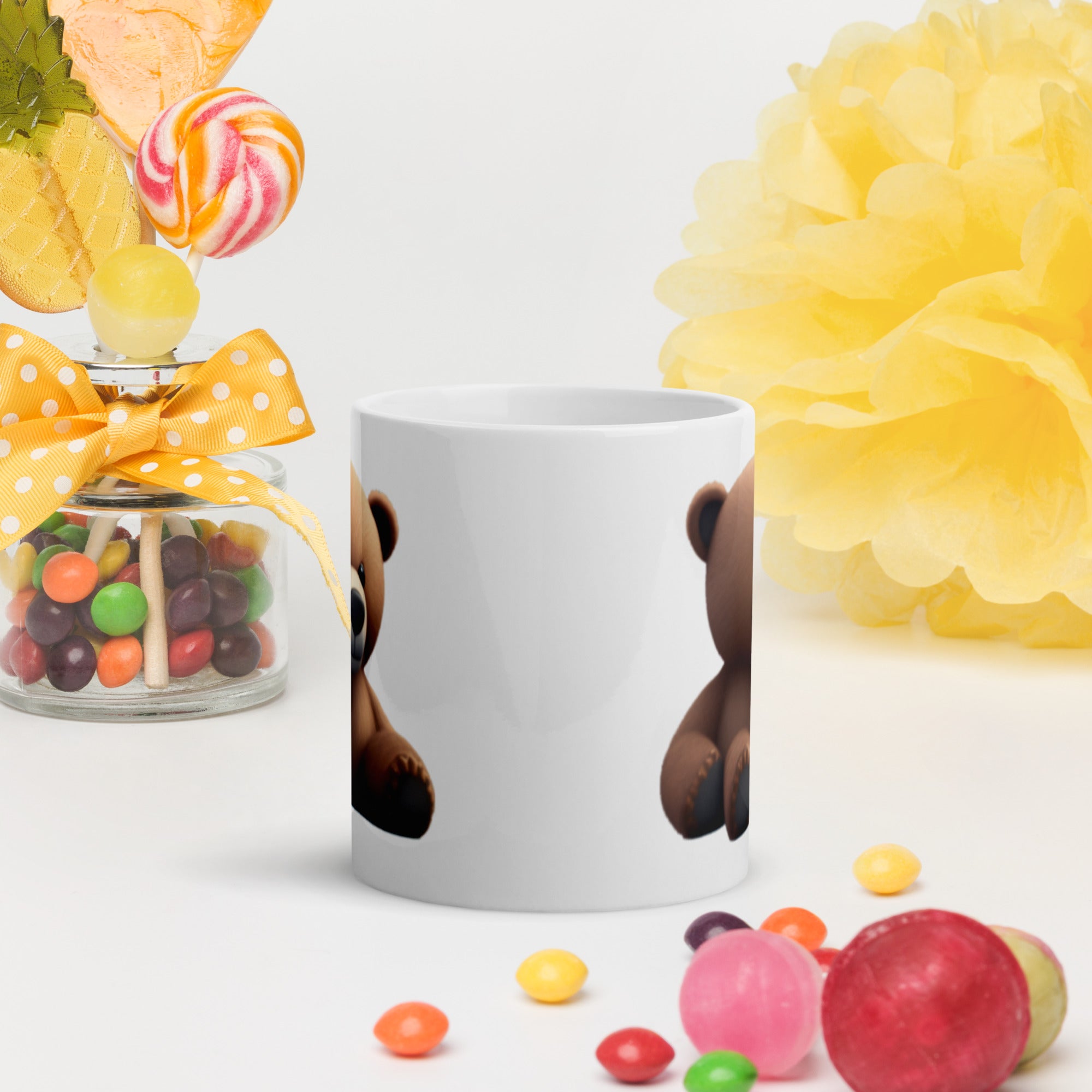 White glossy mug - Devious Bear