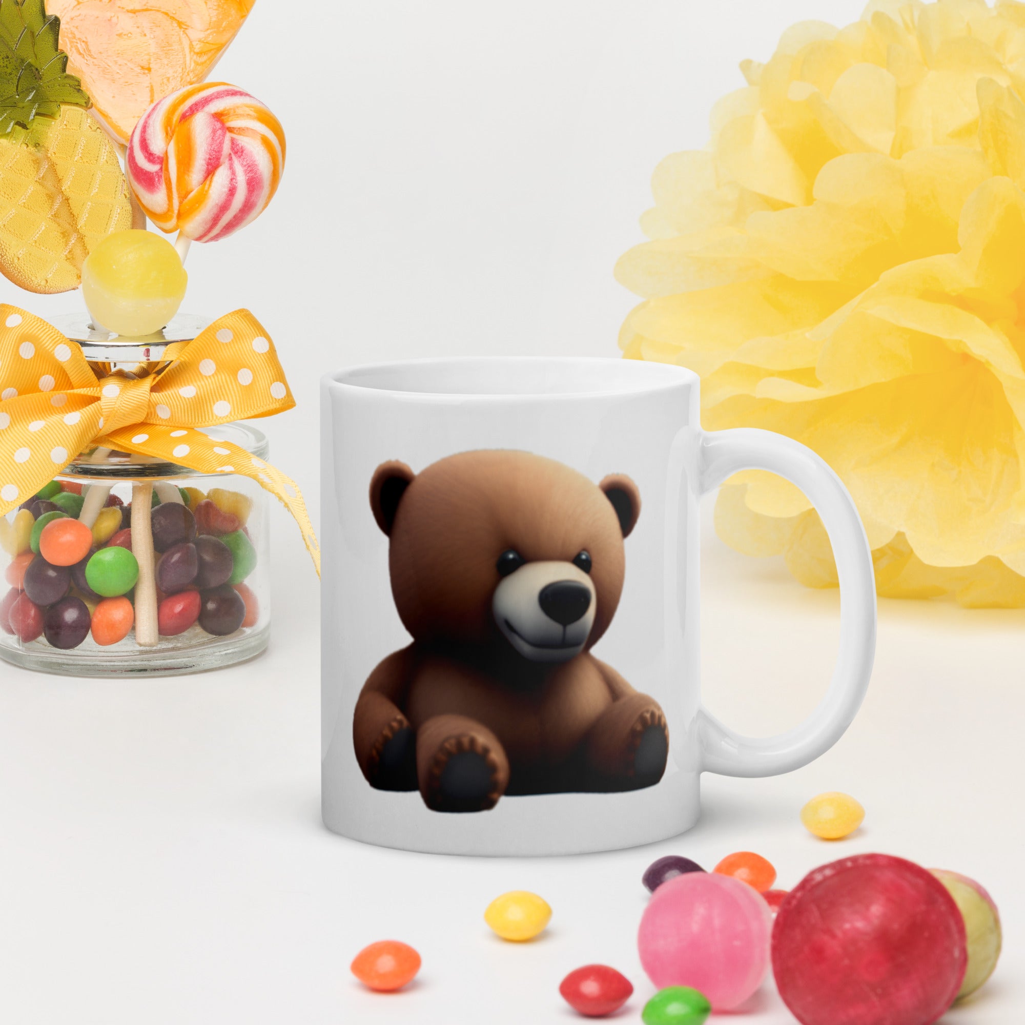 White glossy mug - Devious Bear