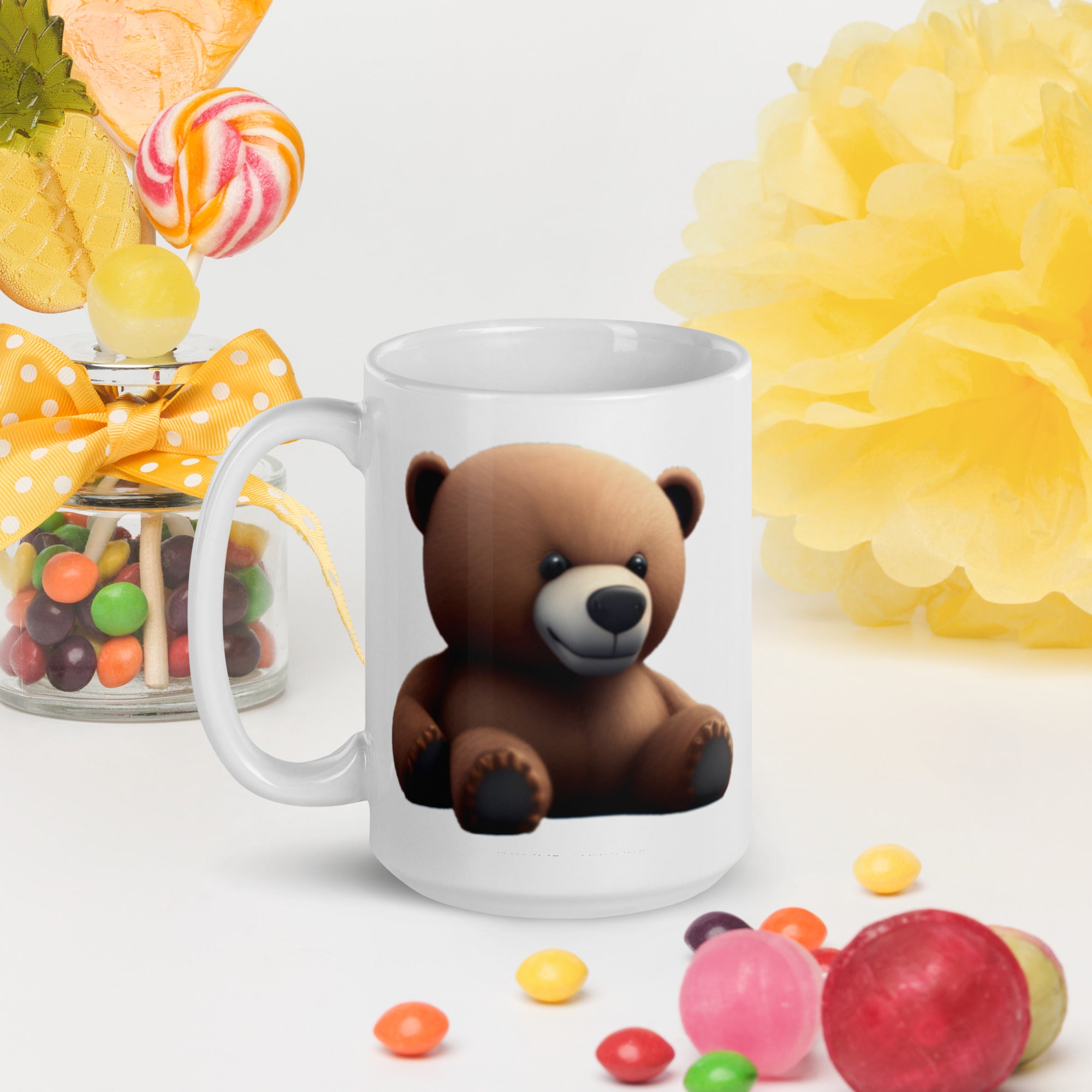 White glossy mug - Devious Bear